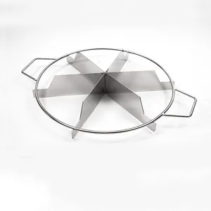Professional stainless steel 6-slice cake divider and pizza portion cutter tool.