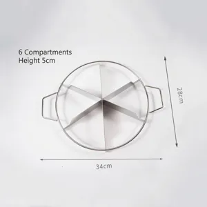 Durable stainless steel cake divider with 6 compartments and handles, 34x28cm