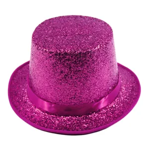 Chapeau haut de forme violet à paillettes pour spectacles de magie et fêtes d'Halloween