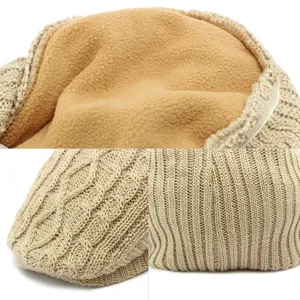 Vintage warm knitted beret flat cap with soft fleece lining for autumn and winter wear