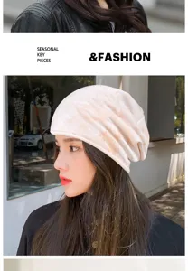 Side profile of a model wearing a stylish tie-dye cotton slouchy beanie hat
