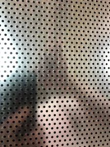 Vista macro dettagliata di un vassoio per piantine in acciaio inox con fori rotondi