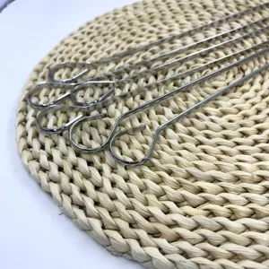 Broches à barbecue en acier inoxydable piques plates pour grillades accessoires d'extérieur 34cm.