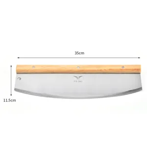 Coupe-pizza à bascule en acier inoxydable de 35 cm avec manche en bois