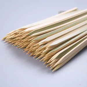 Eco-friendly disposable flat bamboo Teppo skewers for professional BBQ yakitori grilling