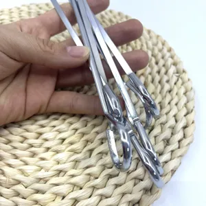 broches de barbecue en acier inoxydable de 34cm avec poignée ronde pour camping en plein air.