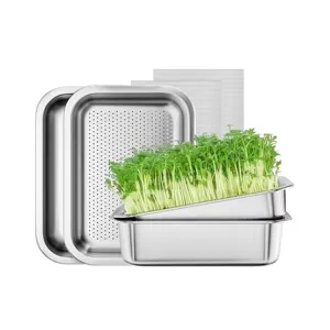Kit vassoio per germogli idroponici in acciaio inox per microgreens ed erba di grano