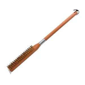 Brosse de nettoyage professionnelle pour four à pizza avec long manche en bois de hêtre