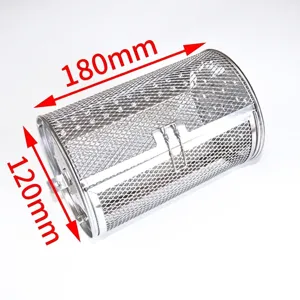 Rvs roterende braadmand voor airfryer en oven, afmeting 180 mm x 120 mm, zilveren