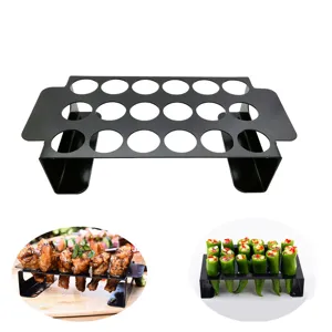 Non-Stick Carbon Steel Chili Grilling Rack With Jalapeno Corer Tool Portable Outdoor BBQ Chicken Leg Roaster Stand Grill Accessories