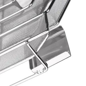 Close-up macro detail of the stainless steel mesh on a hexagonal BBQ cold smoke generator