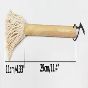 Detailed dimensions of BBQ oil brush featuring a cotton head and durable wooden handle