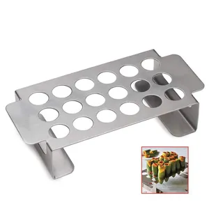 Detailed view of 18-hole stainless steel grill rack for roasting stuffed chilies