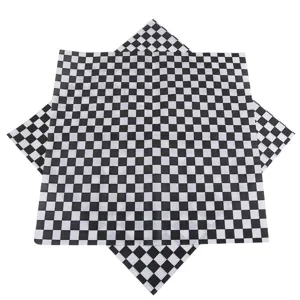 Checkerboard greaseproof paper for burgers and snacks, food-grade black and white wax paper sheets