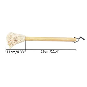 BBQ oil brush detail showing 29cm wooden handle and 11cm cotton string brush head
