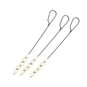 61cm non-stick black BBQ skewers with marshmallows, featuring a loop handle design