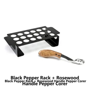 18-hole stainless steel pepper grill rack with wooden handle pepper corer tool set