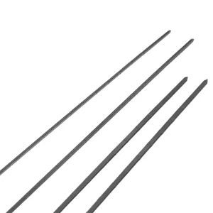 Detail of 61cm black non-stick flat BBQ skewers for grilling meat and marshmallows