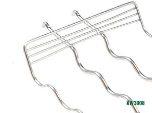 Detailed macro view of wavy stainless steel wire construction for sausage BBQ grilling basket