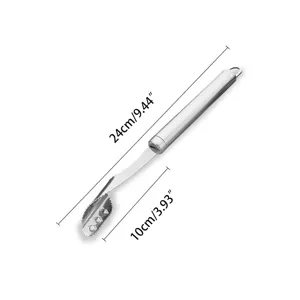 Stainless steel pepper corer tool with 24cm total length and 10cm serrated head part