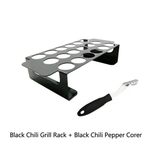 Product detail showing the 18-hole black pepper grill rack and the corer tool set