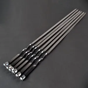 Edelstahl Flache Grillspieße Heavy Duty Extra Lange Fleischspieße Mit Spiralgriff Für Outdoor Camping Grillwerkzeug
