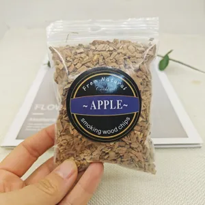 Detailed view of 50g premium natural apple wood chips for smoking cocktails and cooking