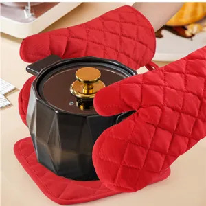 Extra Long Silicone Quilted Oven Mitt Heat Resistant Non-Slip Baking Gloves For Kitchen Microwave Grill Left Right Hand