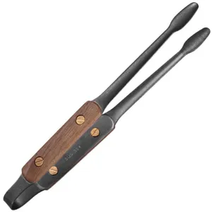 SUS 304 Stainless Steel Food Tongs With Walnut Wood Handle Retro Barbecue Grill Tongs For Steak Outdoor BBQ Kitchen Tongs
