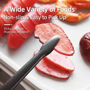 High-quality non-slip 304 stainless steel food tongs for BBQ, serving meat and steak