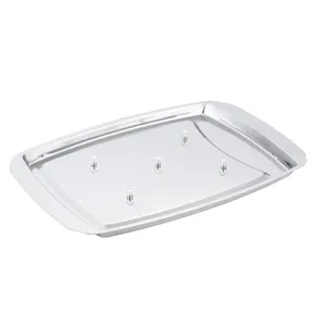 High-quality stainless steel rectangular chicken roasting tray for outdoor BBQ grills