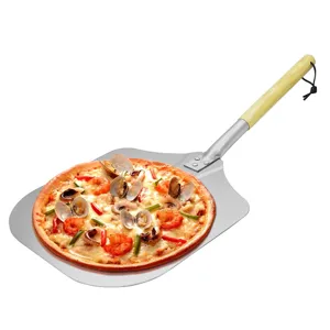 Detachable Aluminum Pizza Peel With Oak Wood Handle Foldable Large Square Pizza Paddle Turning Shovel Baking Tool For Home Cake Transfer