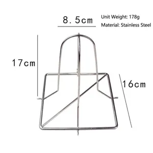 Stainless steel folding roast chicken rack with dimensions 17x16x8.5cm for BBQ outdoor