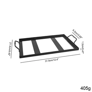 Technische Maße und Gewicht für das schwarze Emaille Outdoor-Grill-Salzplattenregal