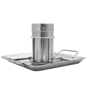 Premium stainless steel beer can chicken roaster with pan and vertical canister for BBQ