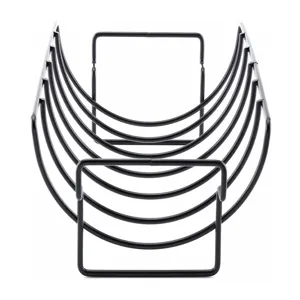 Detailed view of the black non-stick heavy-duty metal rib rack for BBQ grilling