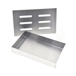Durable stainless steel smoker box with slotted lid for outdoor BBQ and wood smoking