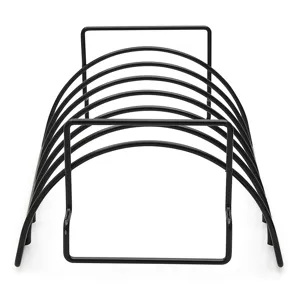 Heavy-duty black non-stick metal BBQ rib rack for grilling steaks and lamb chops