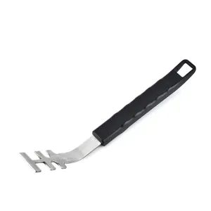 Professional stainless steel BBQ grill grate lifter with black heat-resistant handle