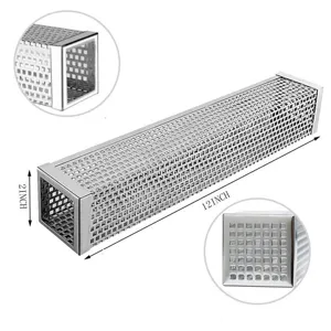 12-inch stainless steel square mesh smoker tube for BBQ fruit wood pellets