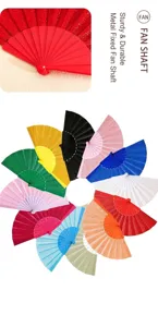 Dettaglio del perno e opzioni colore per i ventagli glitterati da 7 pollici.