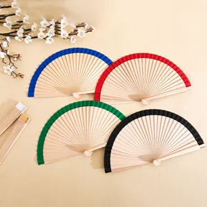 23cm Spanish Style Solid Wood Folding Fan Solid Color Handheld Wood Fan For DIY Crafts Wedding Party Dance Church Decoration Portable Fan
