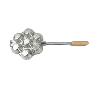 Molde de aluminio de 7 agujeros para tartas de huevo con mango largo para hornear