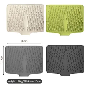 Alfombrilla escurreplatos grande de silicona 60x40cm con pico de drenaje en 4 colores
