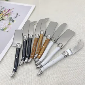 Premium stainless steel cheese and butter knife set featuring elegant curved ergonomic handles