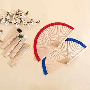 23cm Spanish style solid wood folding fans in vibrant plain colors for DIY craft and decoration