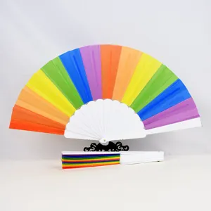 Abanico plegable arcoíris vibrante de 7 pulgadas para baile y decoración de verano