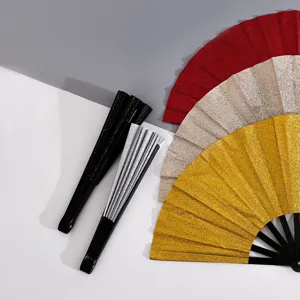 Juego de abanicos plegables de brillo de 10 pulgadas para fiestas y eventos