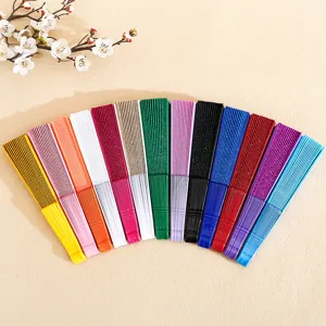 Ventagli pieghevoli colorati con glitter da 7 pollici e telaio in plastica per feste