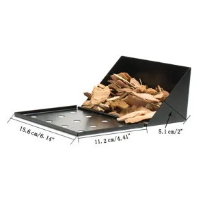 Caja ahumadora triangular negra dimensiones 15.6x11.2x5.1cm para astillas de madera